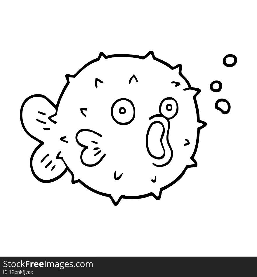 line drawing cartoon blow fish