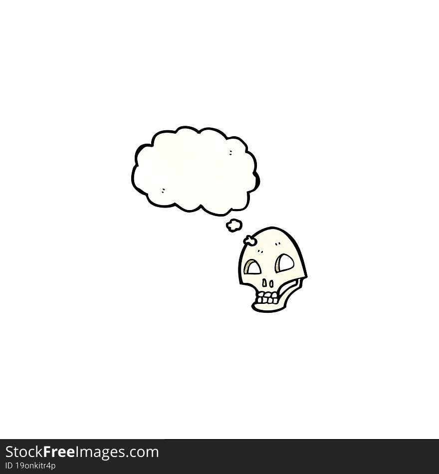 cartoon skull with thought bubble