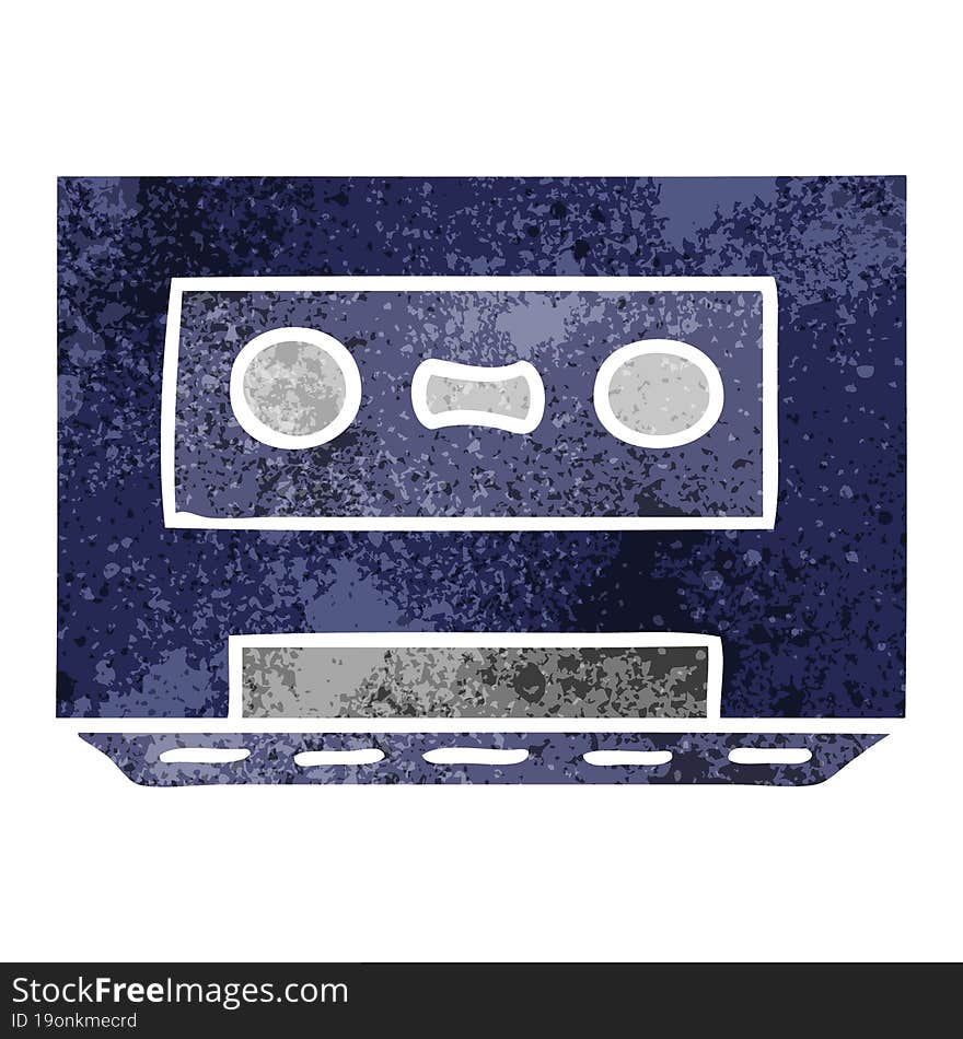 retro cartoon doodle of a retro cassette tape