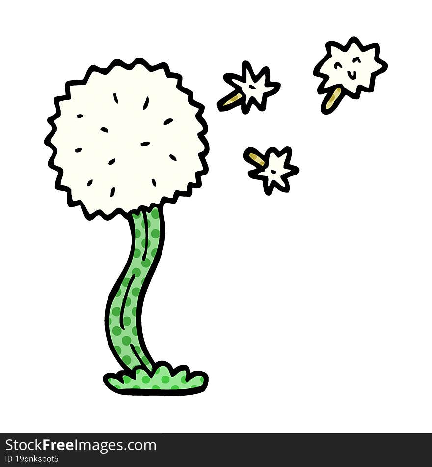 Cartoon Doodle Blowing Dandelion