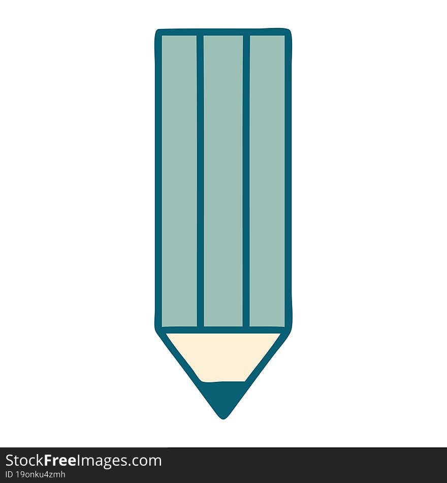 tattoo style icon of a pencil