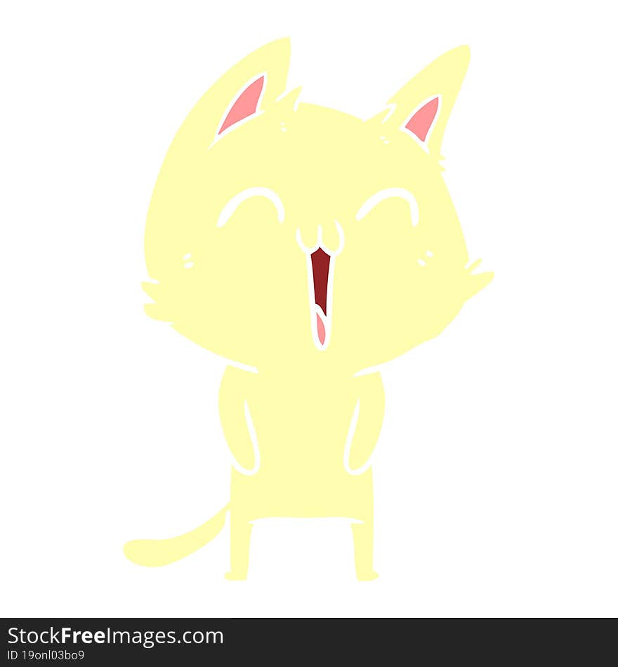 happy flat color style cartoon cat