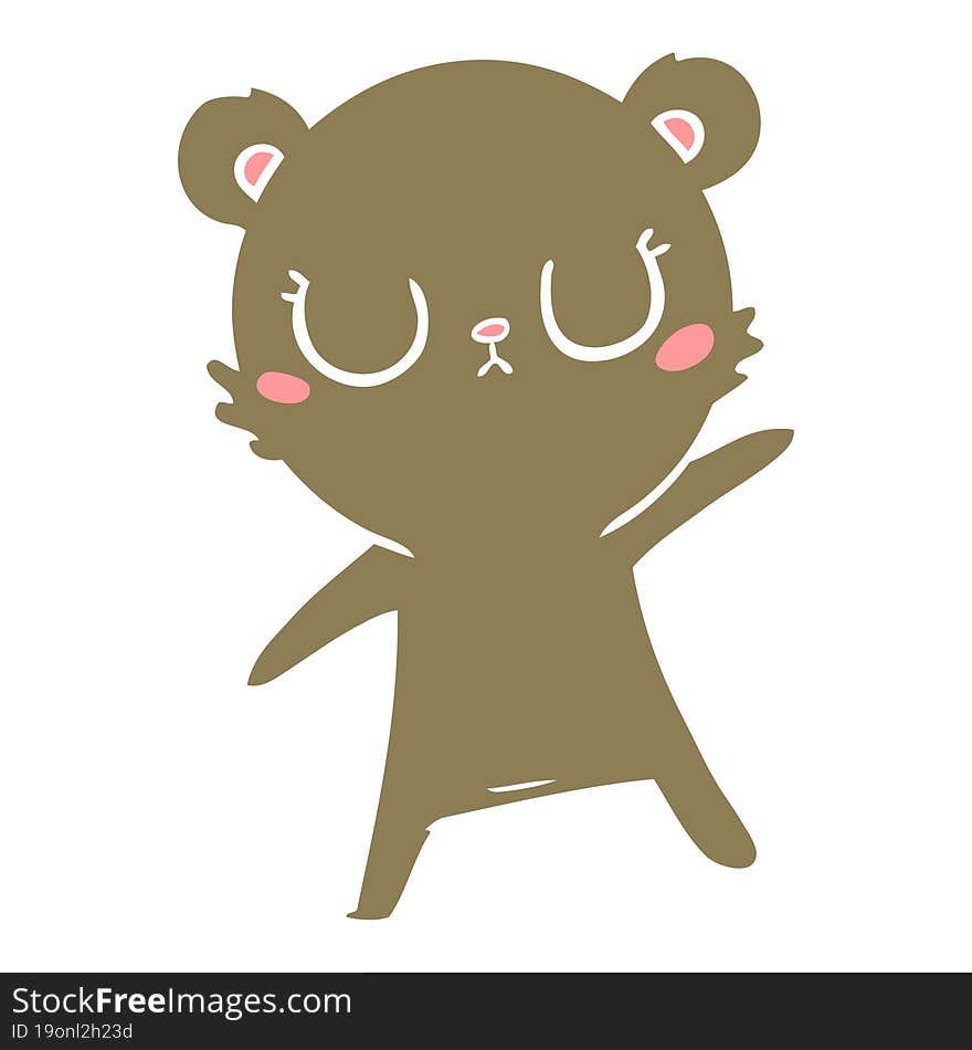 peaceful flat color style cartoon bear