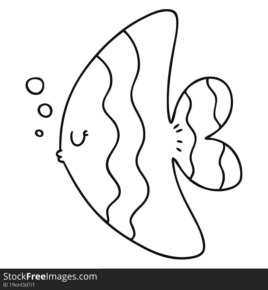 quirky line drawing cartoon fish