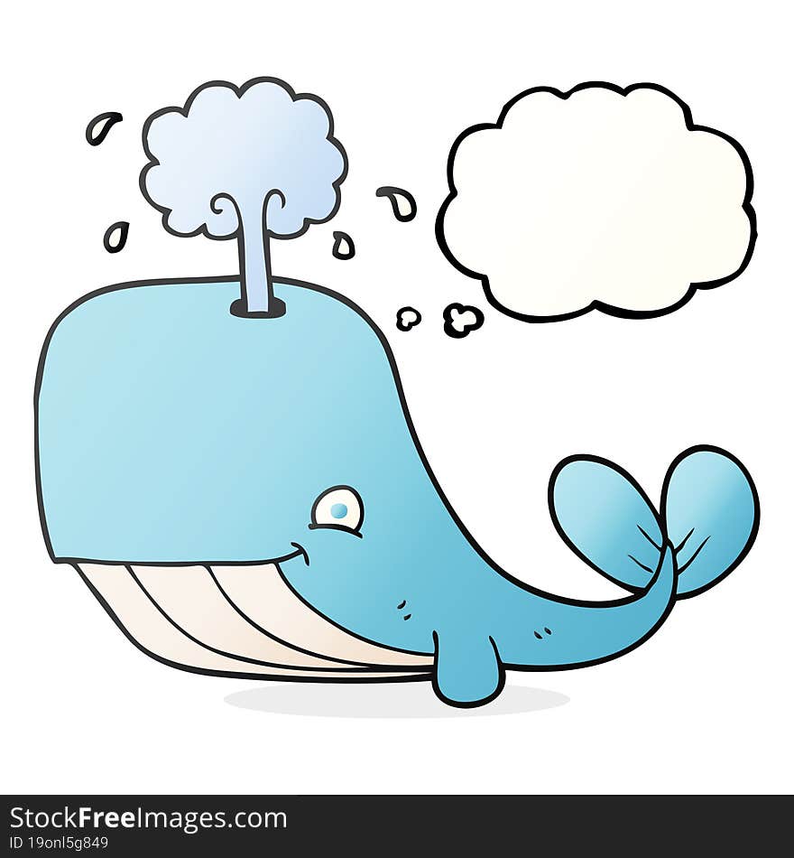 freehand drawn thought bubble cartoon whale spouting water