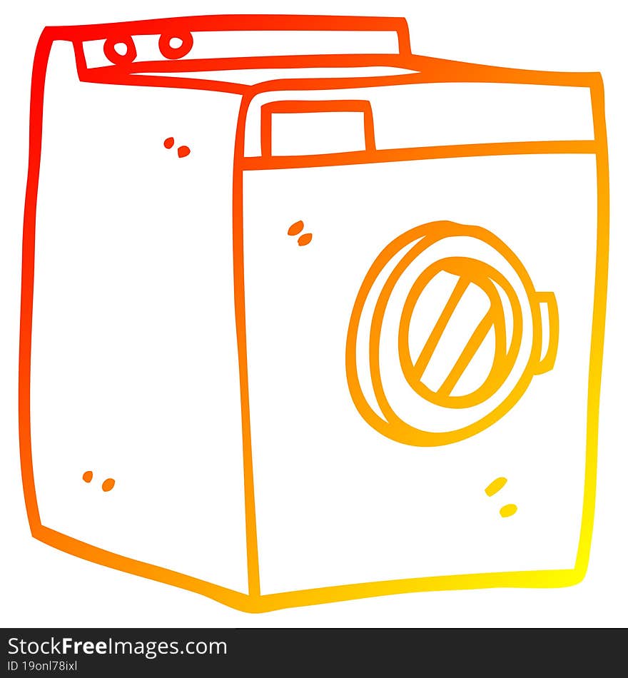 warm gradient line drawing cartoon washing machine