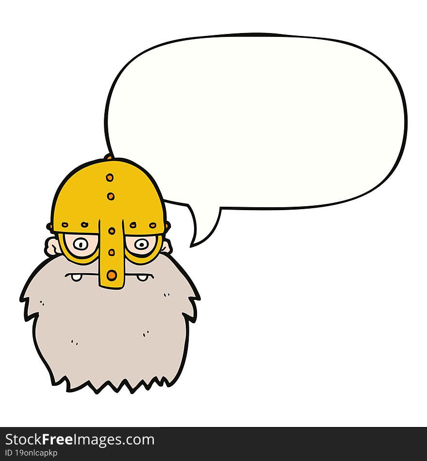 cartoon viking face and speech bubble