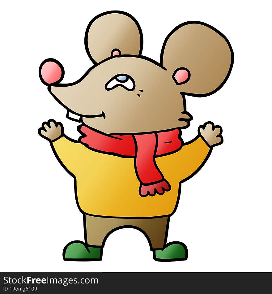 cartoon mouse wearing scarf. cartoon mouse wearing scarf