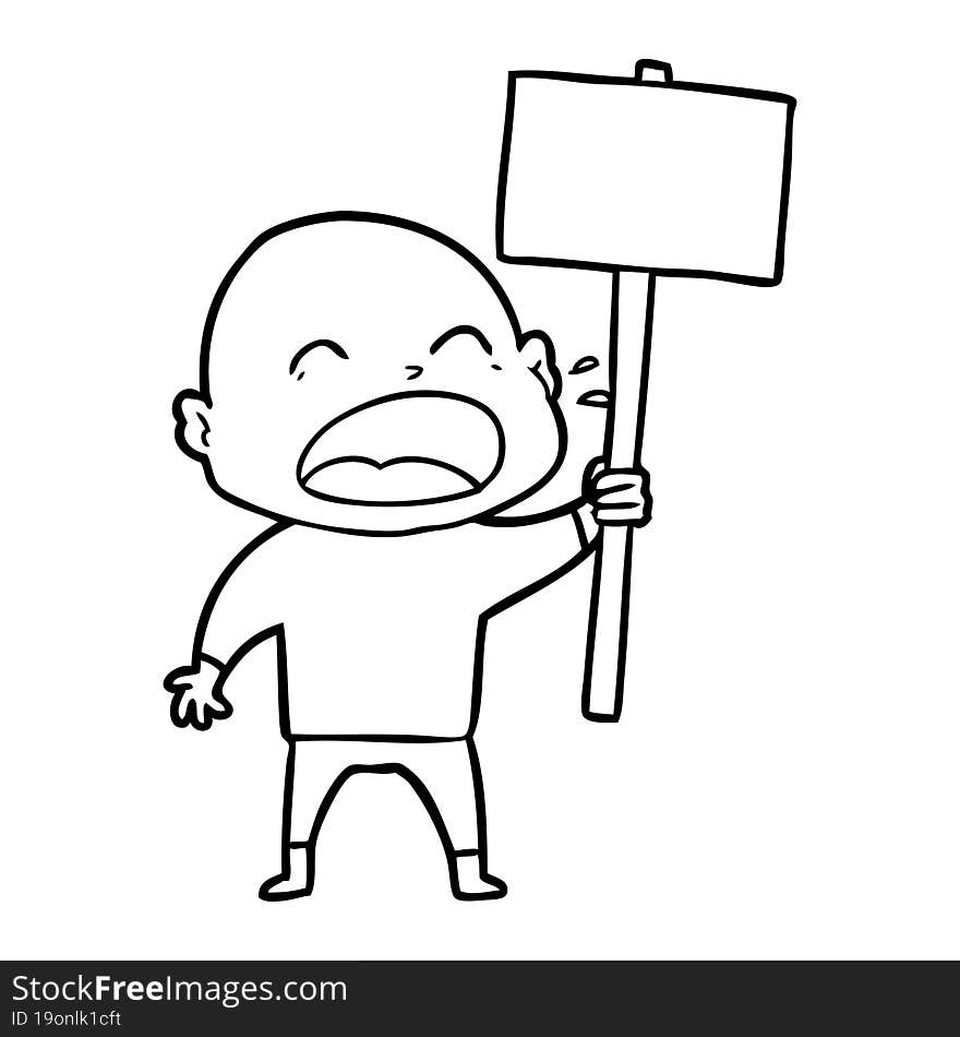 cartoon shouting bald man. cartoon shouting bald man