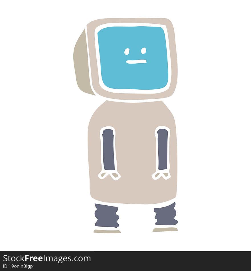 flat color illustration cartoon funny robot