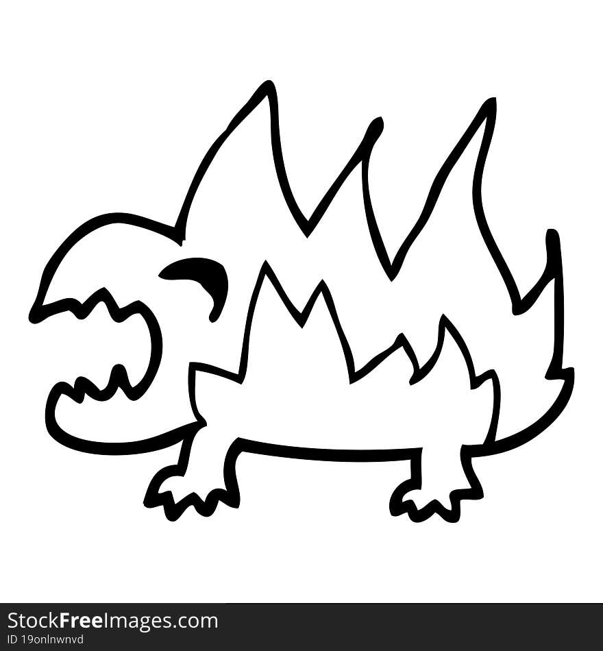 Line Drawing Cartoon Fire Demon