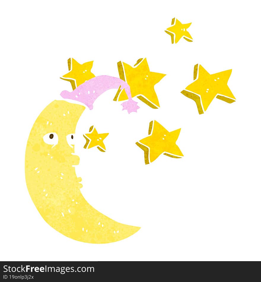 sleepy moon cartoon