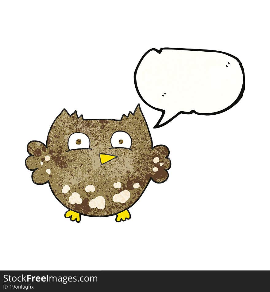 speech bubble textured cartoon little owl