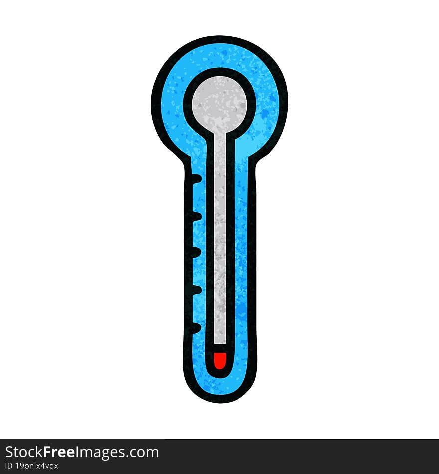 retro grunge texture cartoon of a glass thermometer