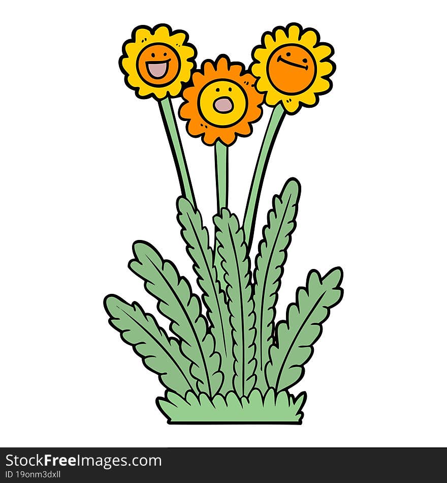 cartoon happy flowers. cartoon happy flowers