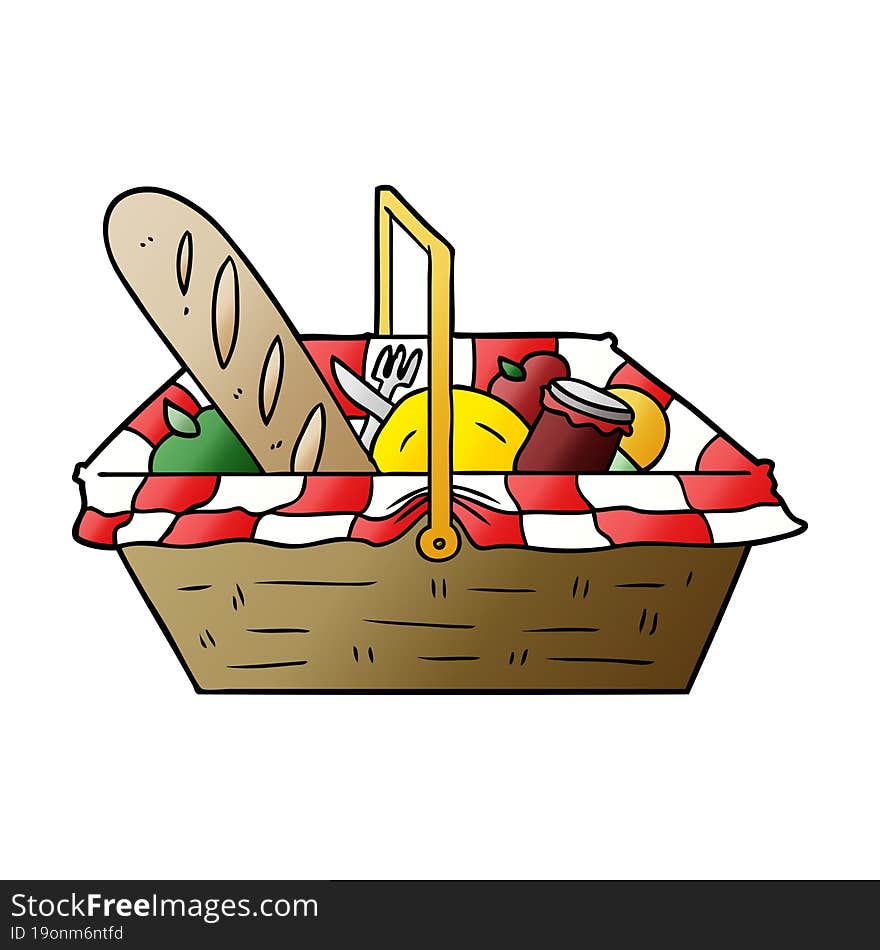 cartoon picnic basket. cartoon picnic basket