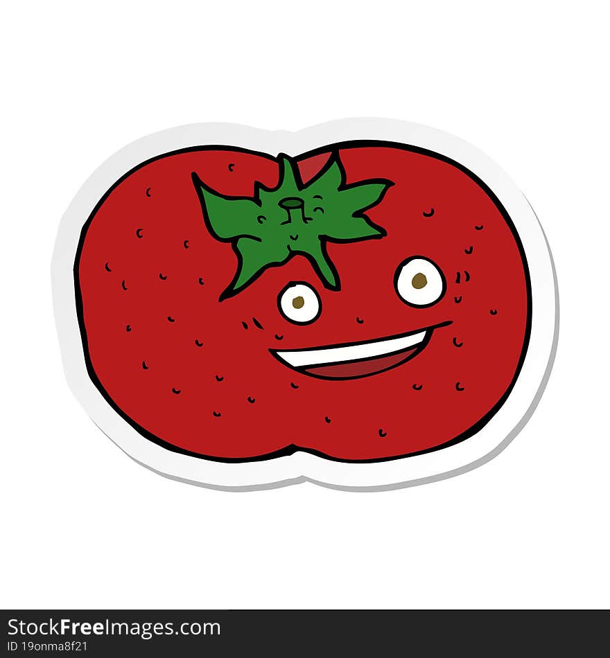 sticker of a cartoon tomato