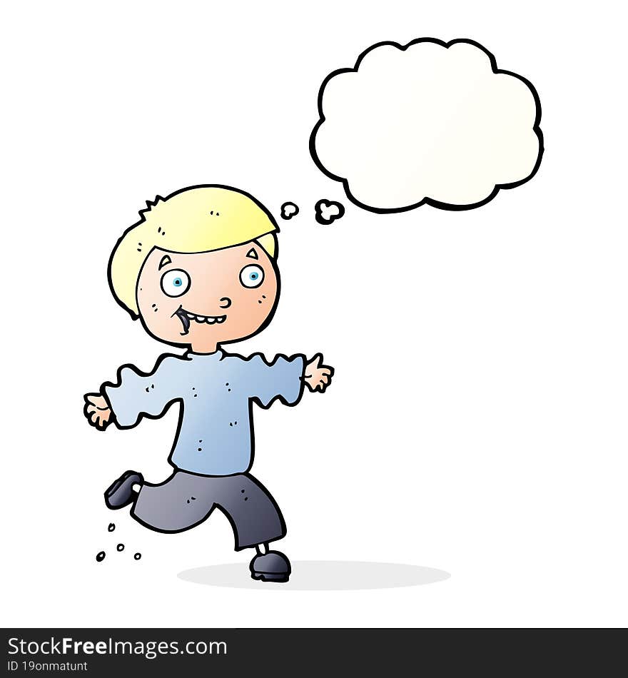 Cartoon Excited Boy With Thought Bubble