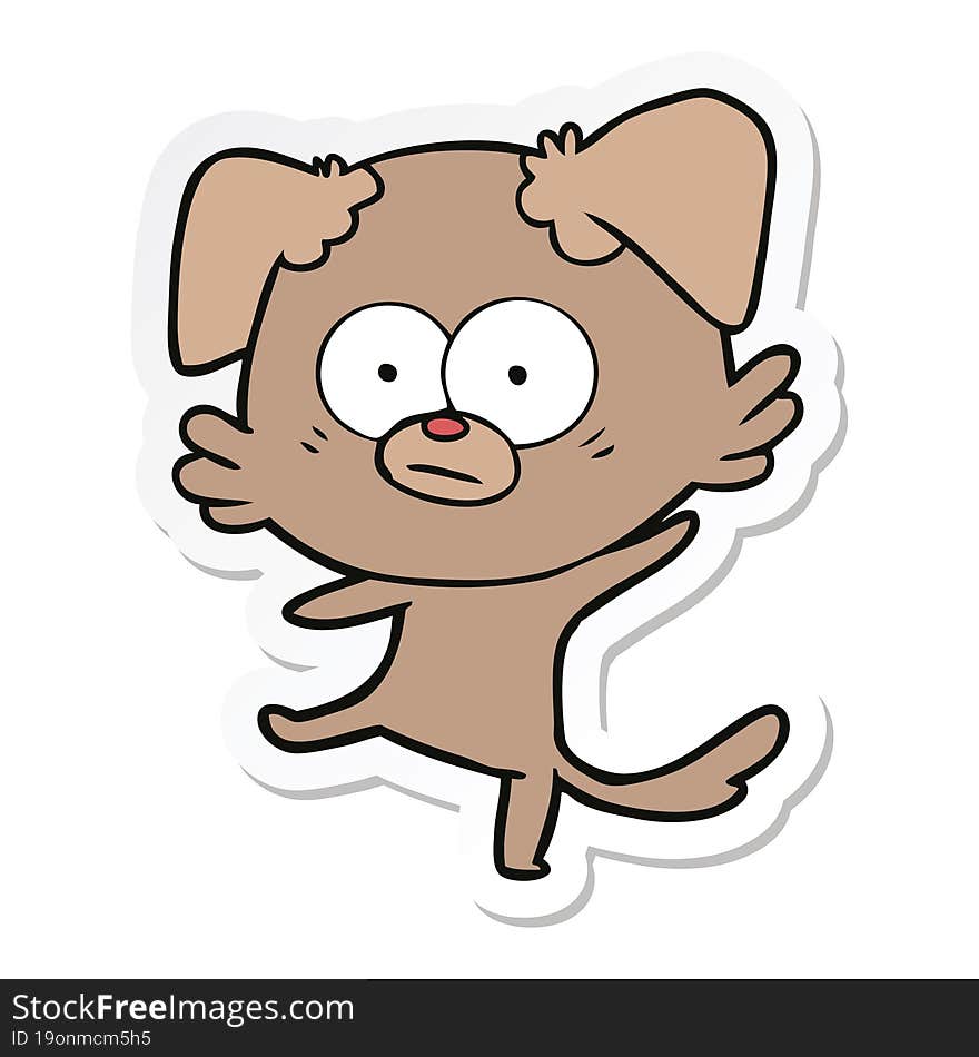 sticker of a nervous dog cartoon