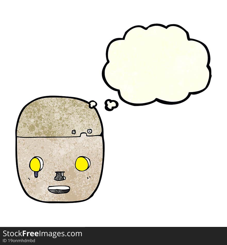 cartoon robot head with thought bubble