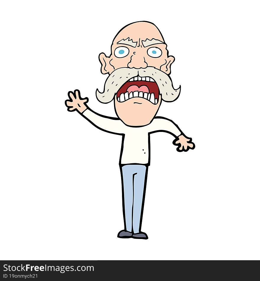 cartoon angry old man