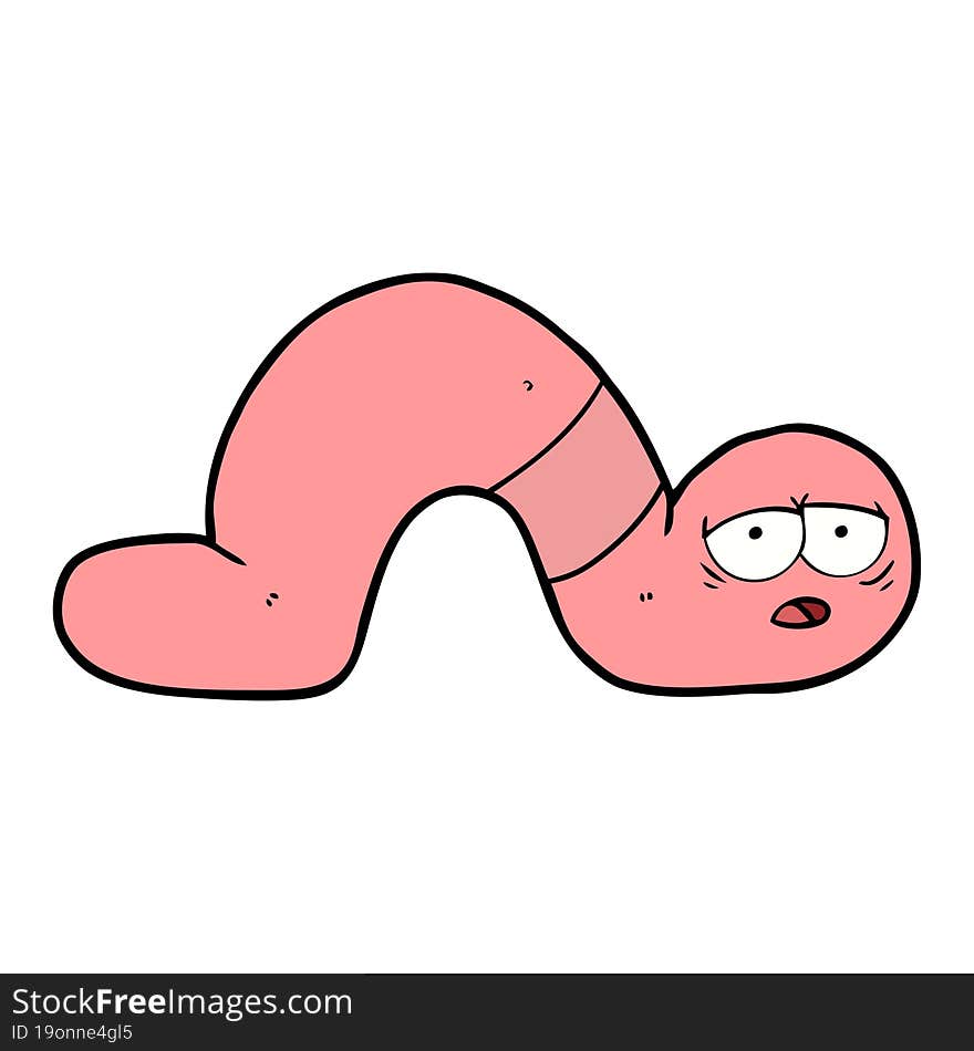 cartoon tired worm. cartoon tired worm