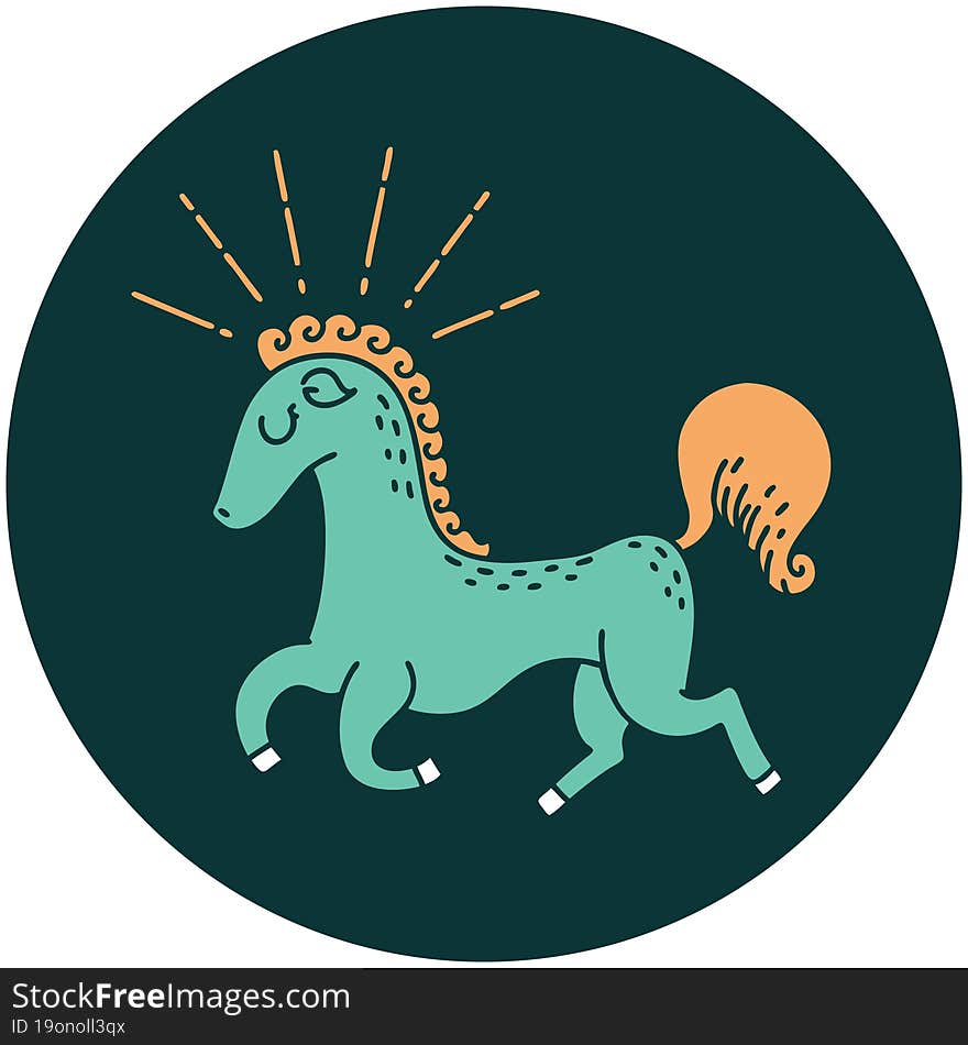 icon of a tattoo style prancing stallion