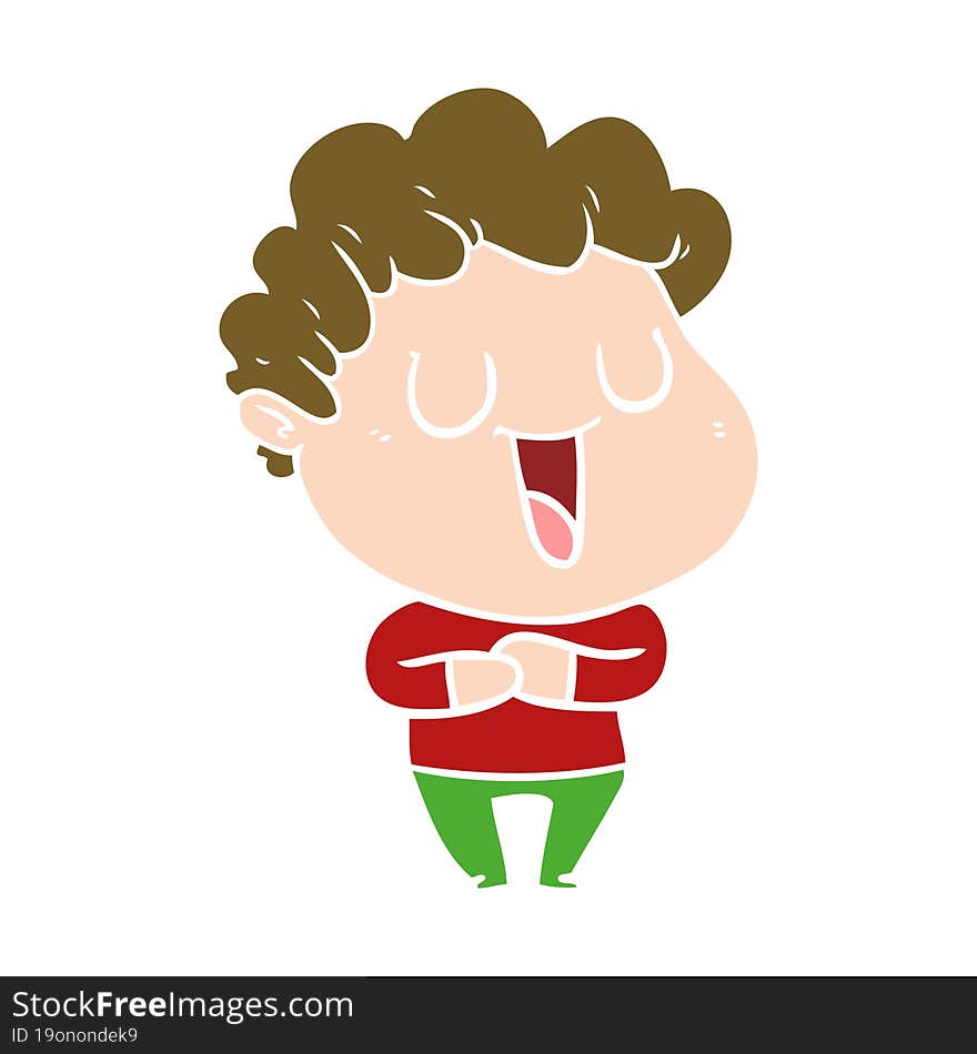 Laughing Flat Color Style Cartoon Man