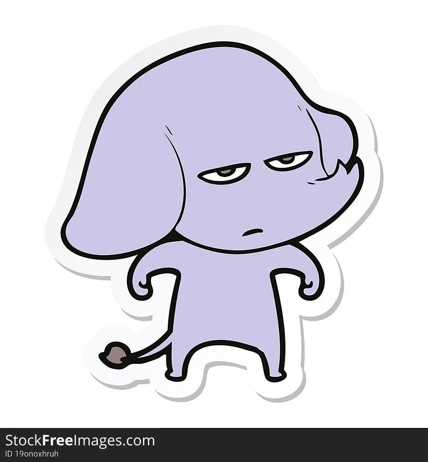 sticker of a annoyed cartoon elephant