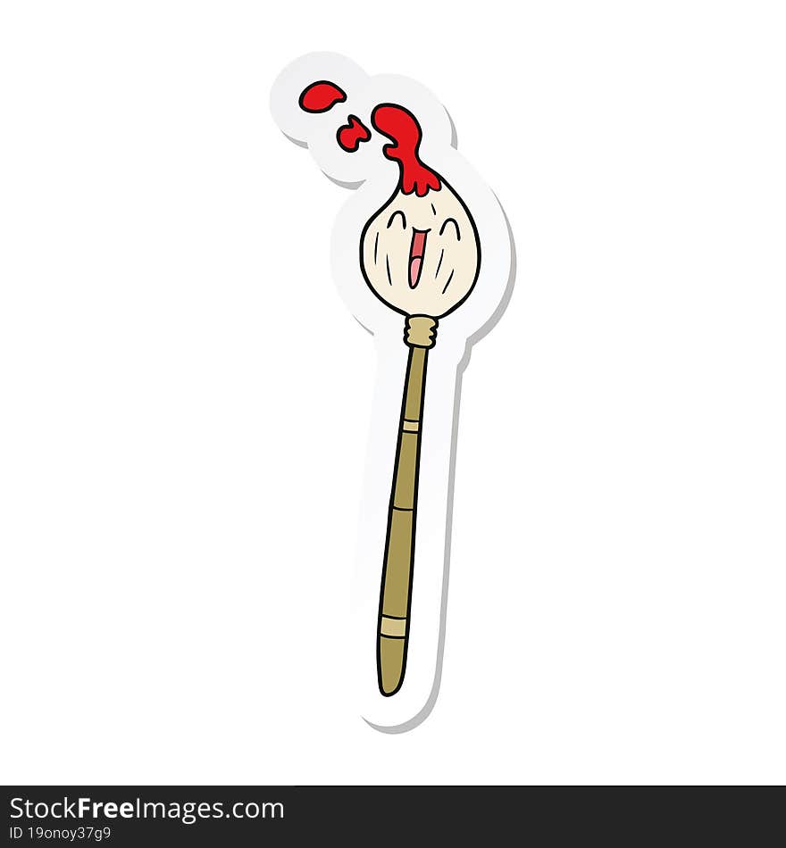 sticker of a happy cartoon paintbrush