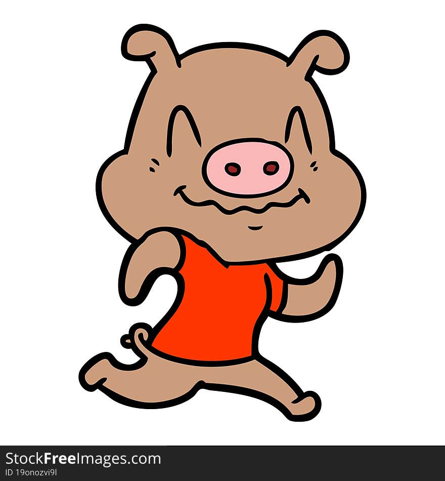 nervous cartoon pig. nervous cartoon pig