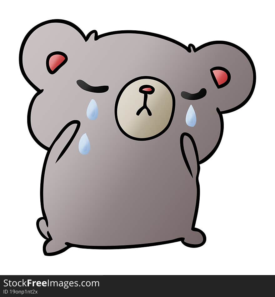 Gradient Cartoon Of A Cute Crying Bear