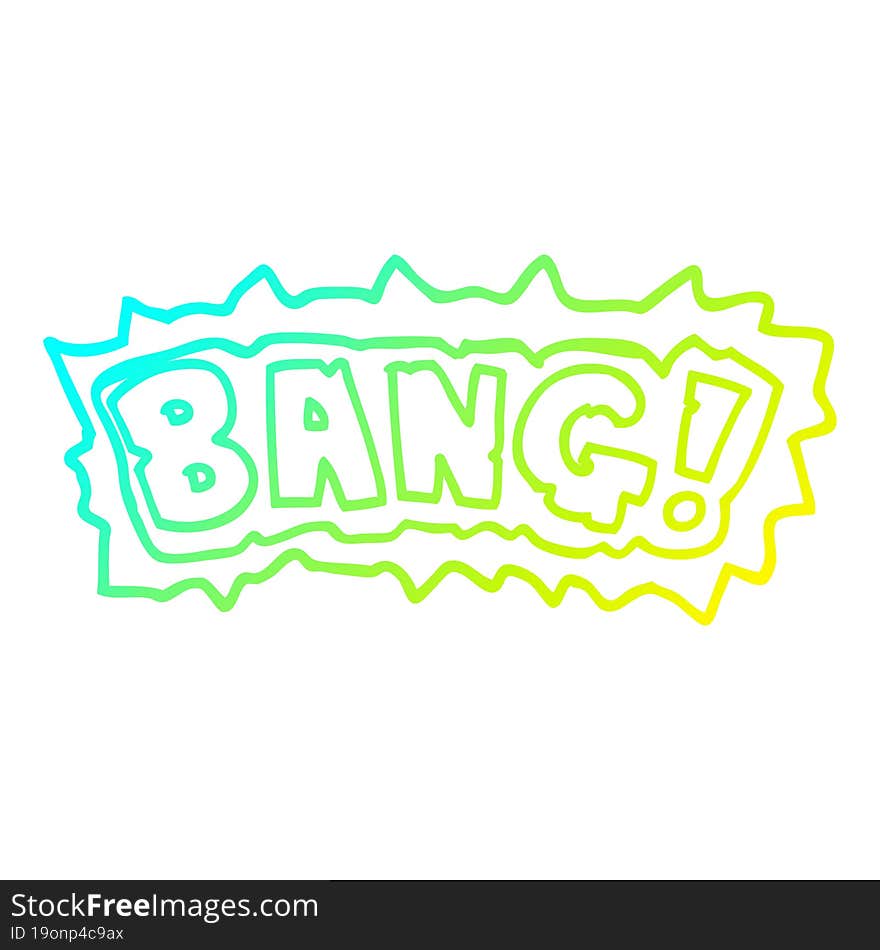 cold gradient line drawing of a cartoon word bang