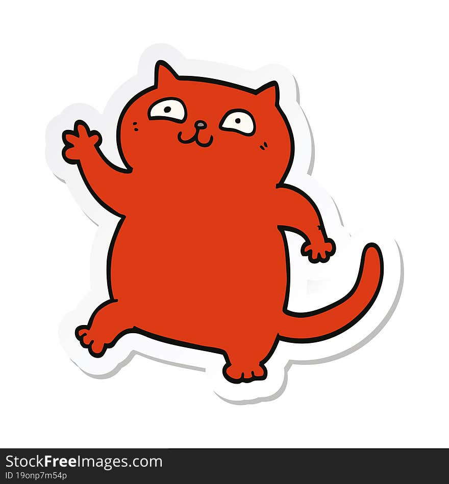 Sticker Of A Cartoon Cat