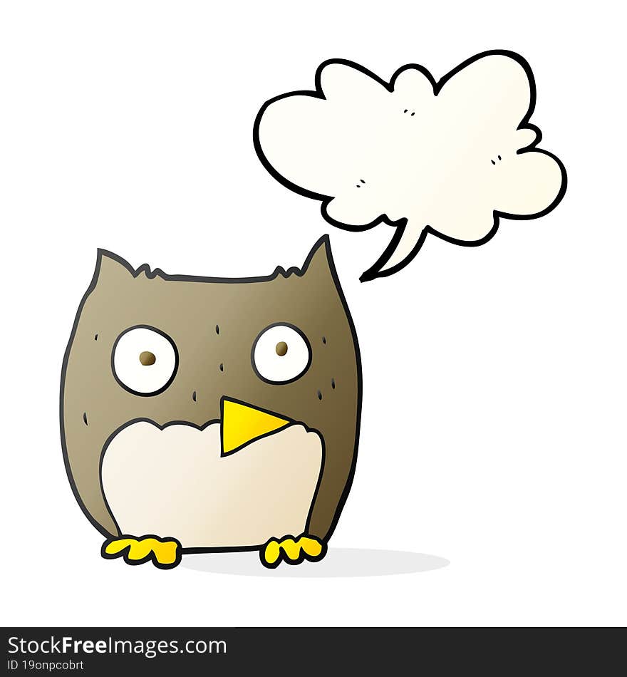 freehand drawn speech bubble cartoon owl