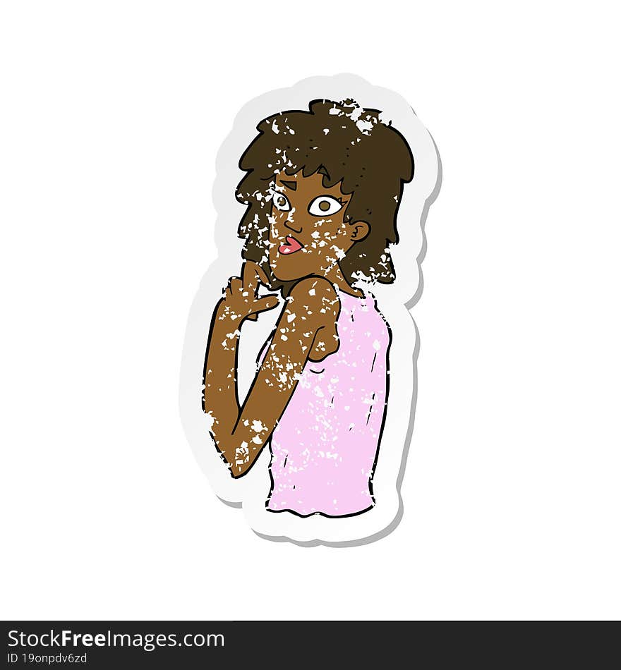 Retro Distressed Sticker Of A Cartoon Surprised Woman