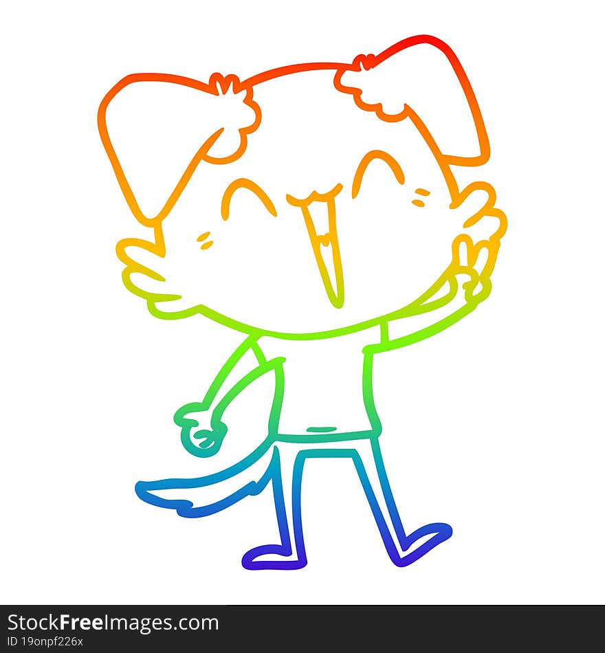 rainbow gradient line drawing happy little dog cartoon