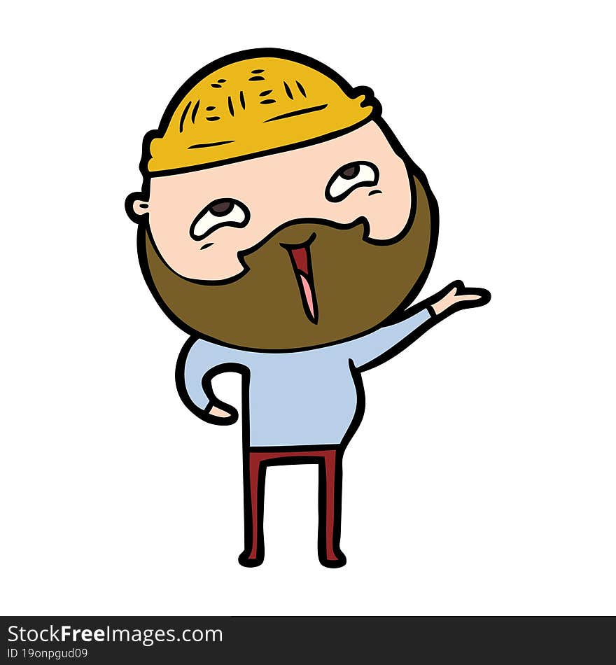 cartoon happy bearded man. cartoon happy bearded man