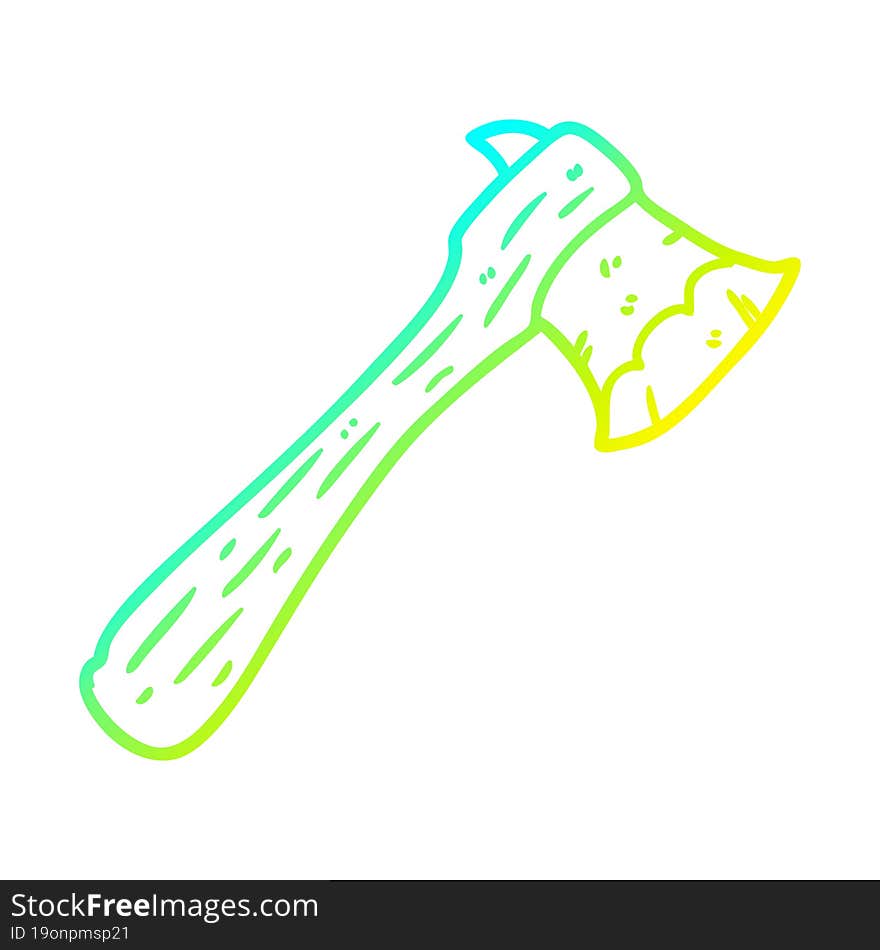 cold gradient line drawing old axe