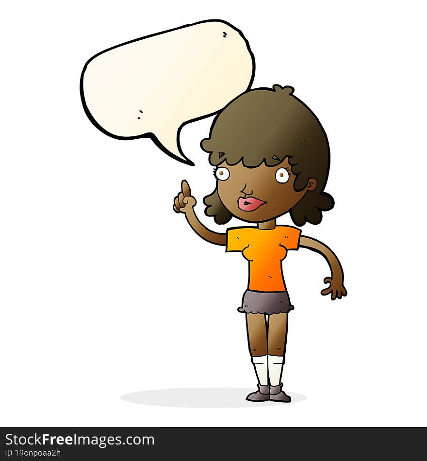 Cartoon Woman With Idea With Speech Bubble