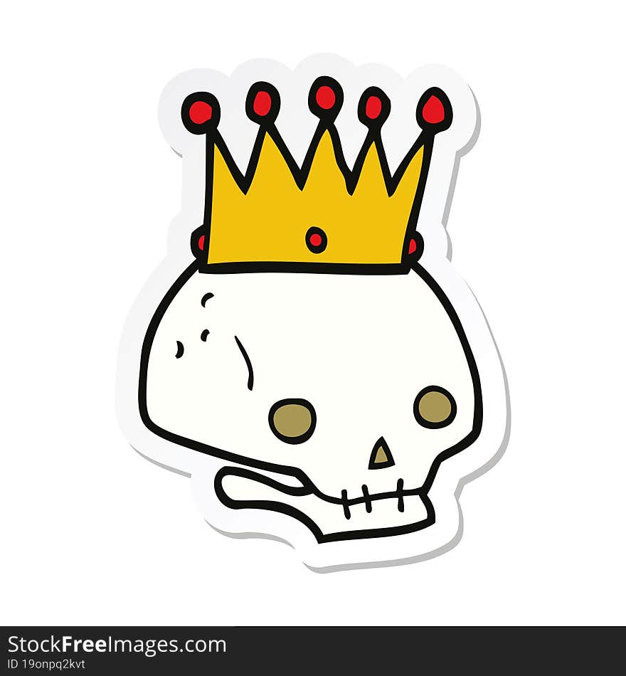 sticker of a cartoon skull with crown