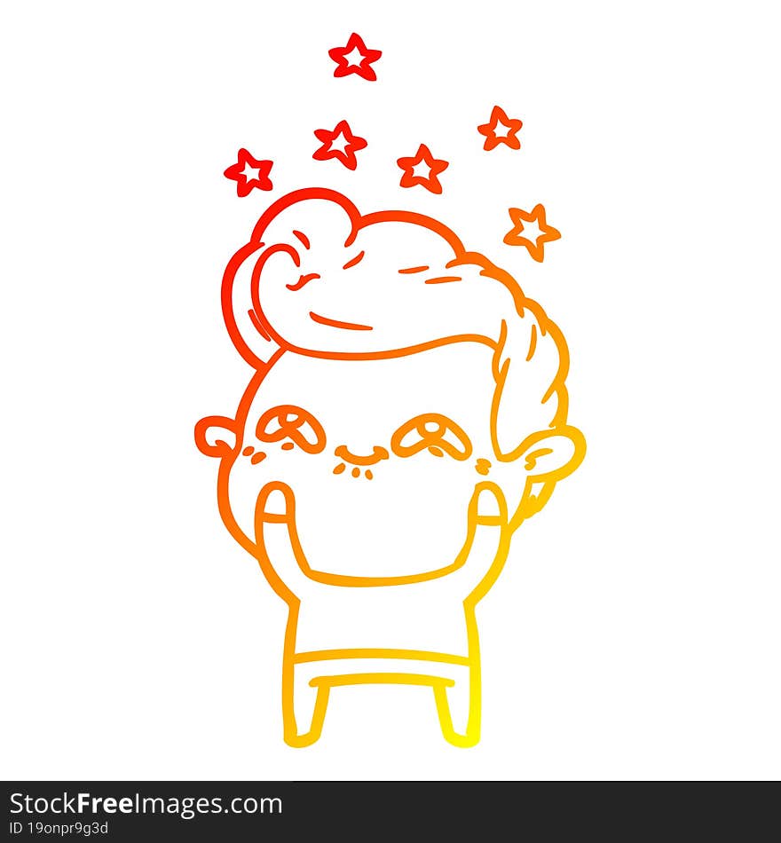 warm gradient line drawing cartoon excited man