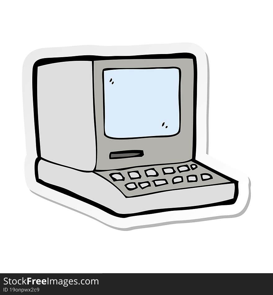 sticker of a cartoon old computer