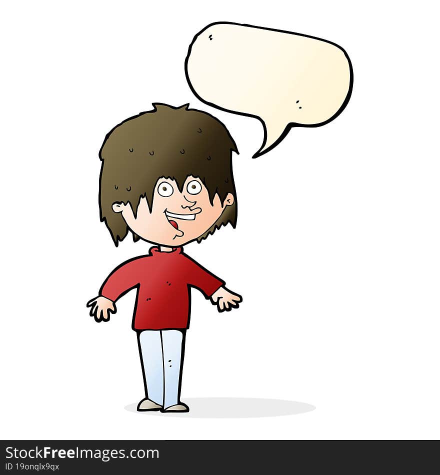 cartoon excited man with speech bubble