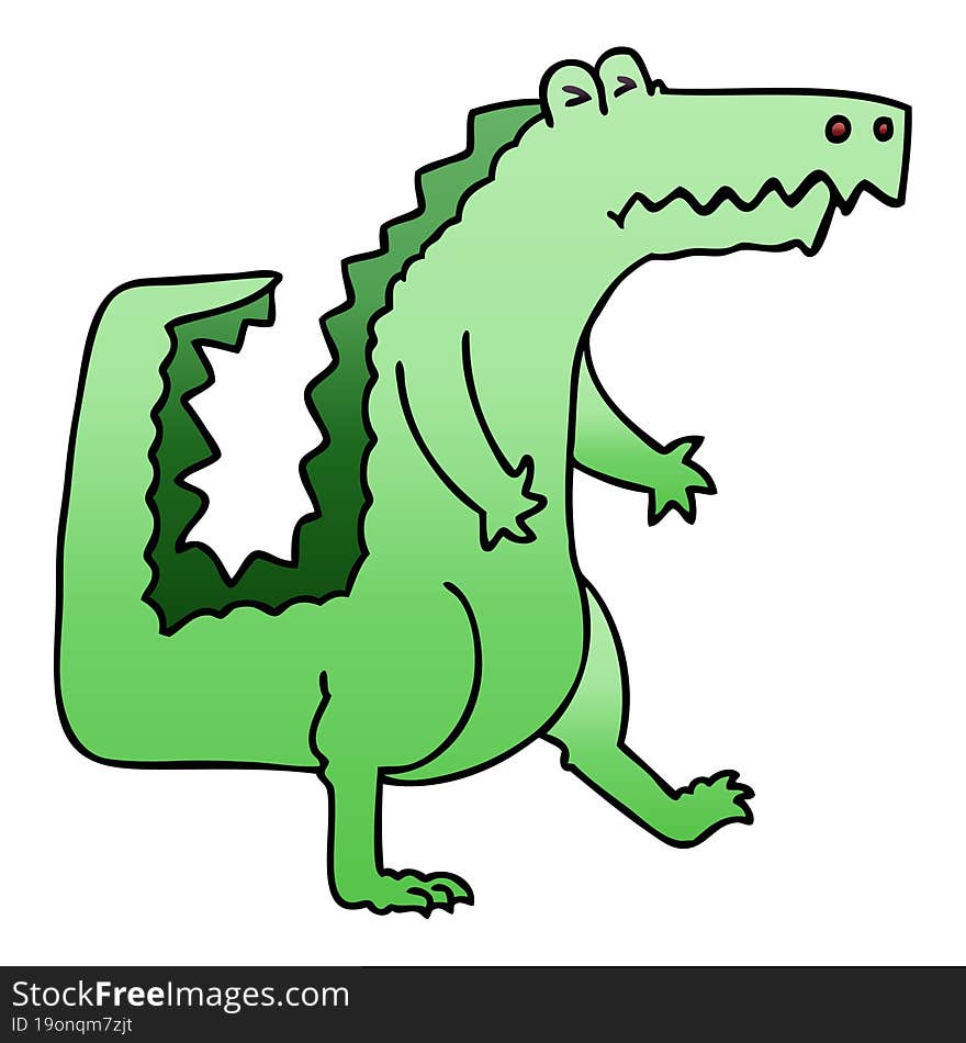 Quirky Gradient Shaded Cartoon Crocodile