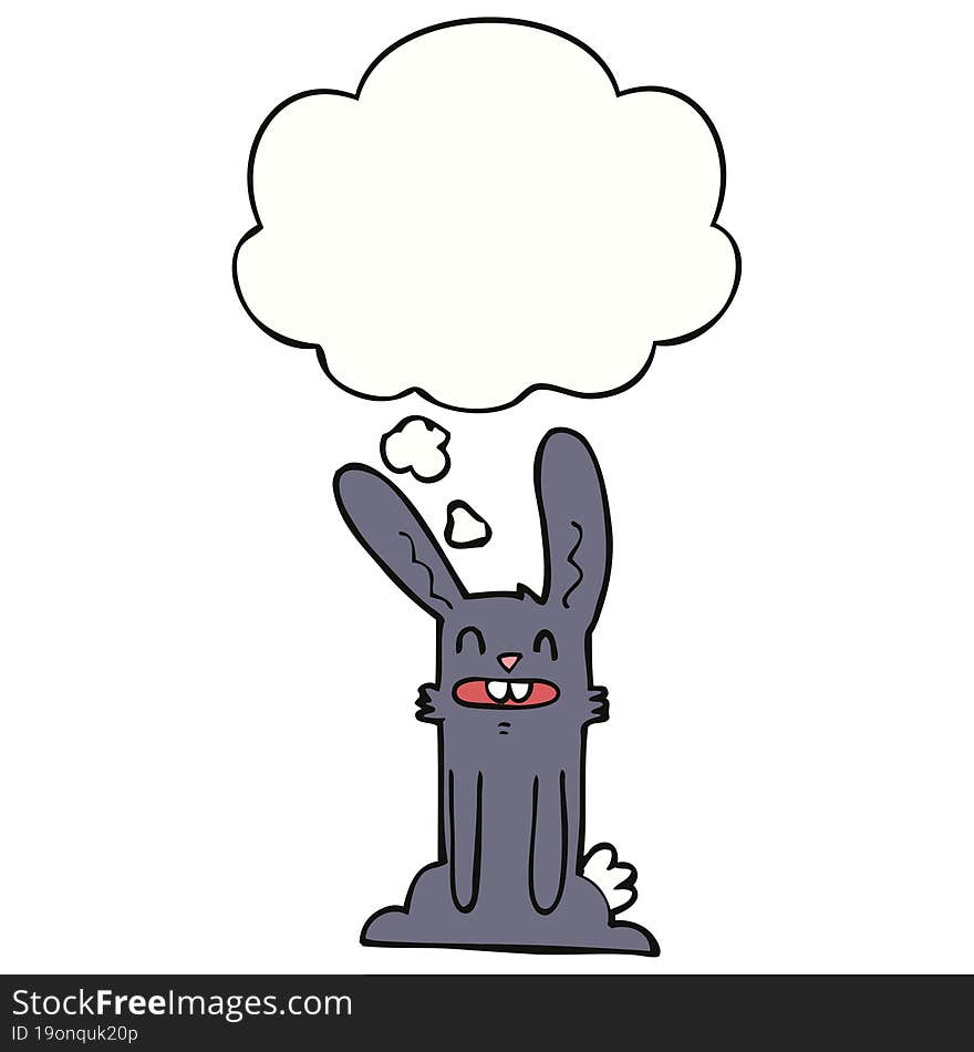 cartoon rabbit with thought bubble. cartoon rabbit with thought bubble