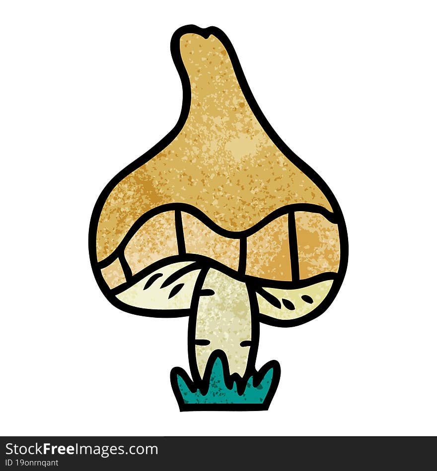 textured cartoon doodle of a single mushroom