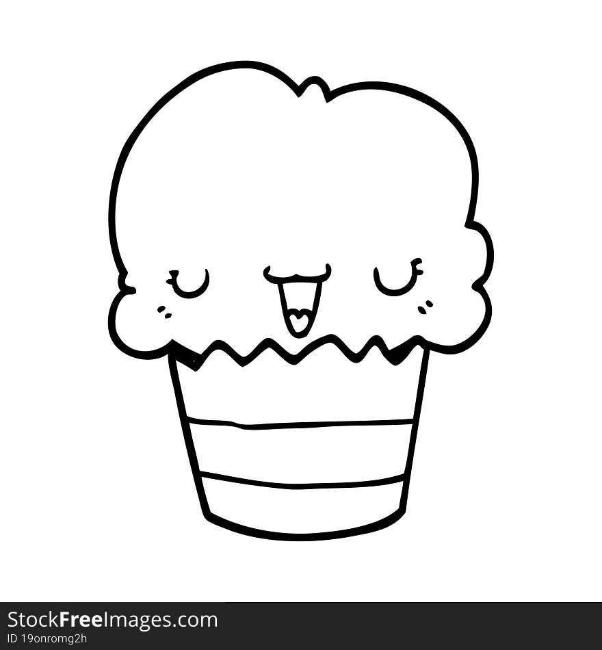 Cartoon Cupcake With Face