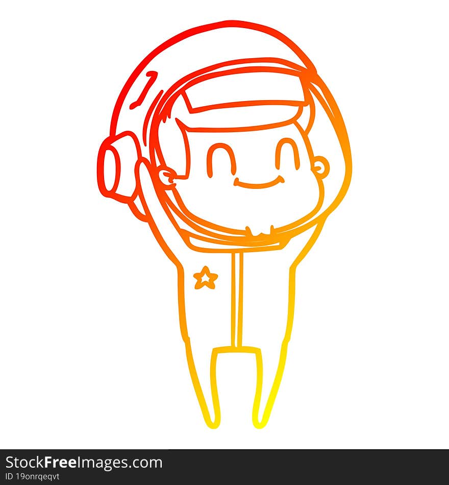 warm gradient line drawing happy cartoon astronaut