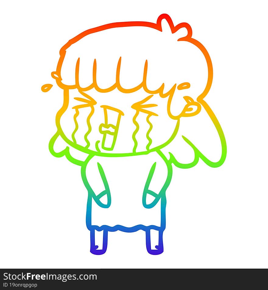 rainbow gradient line drawing of a cartoon woman